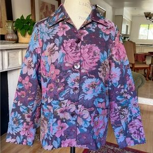 THE TOG SHOP Floral Tapestry Jacket Blue Mauve Plum Olive Pockets EXCEPT…